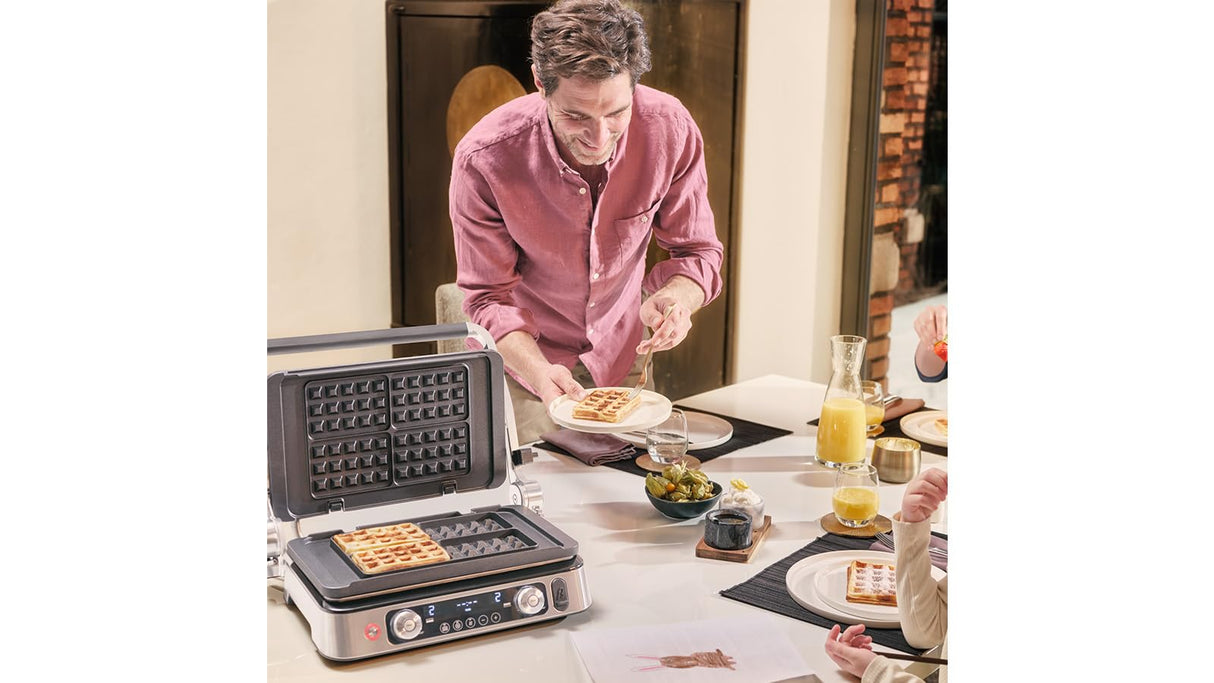 Braun MultiGrill 9 CG 9167, Plancha Eléctrica con Placas Planas, Parrilla y Gofres, 2 Termostatos Independientes, 3 Posiciones, Sonda Térmica, Apta para Lavavajillas, 2000W, Negro/Acero Inoxidable