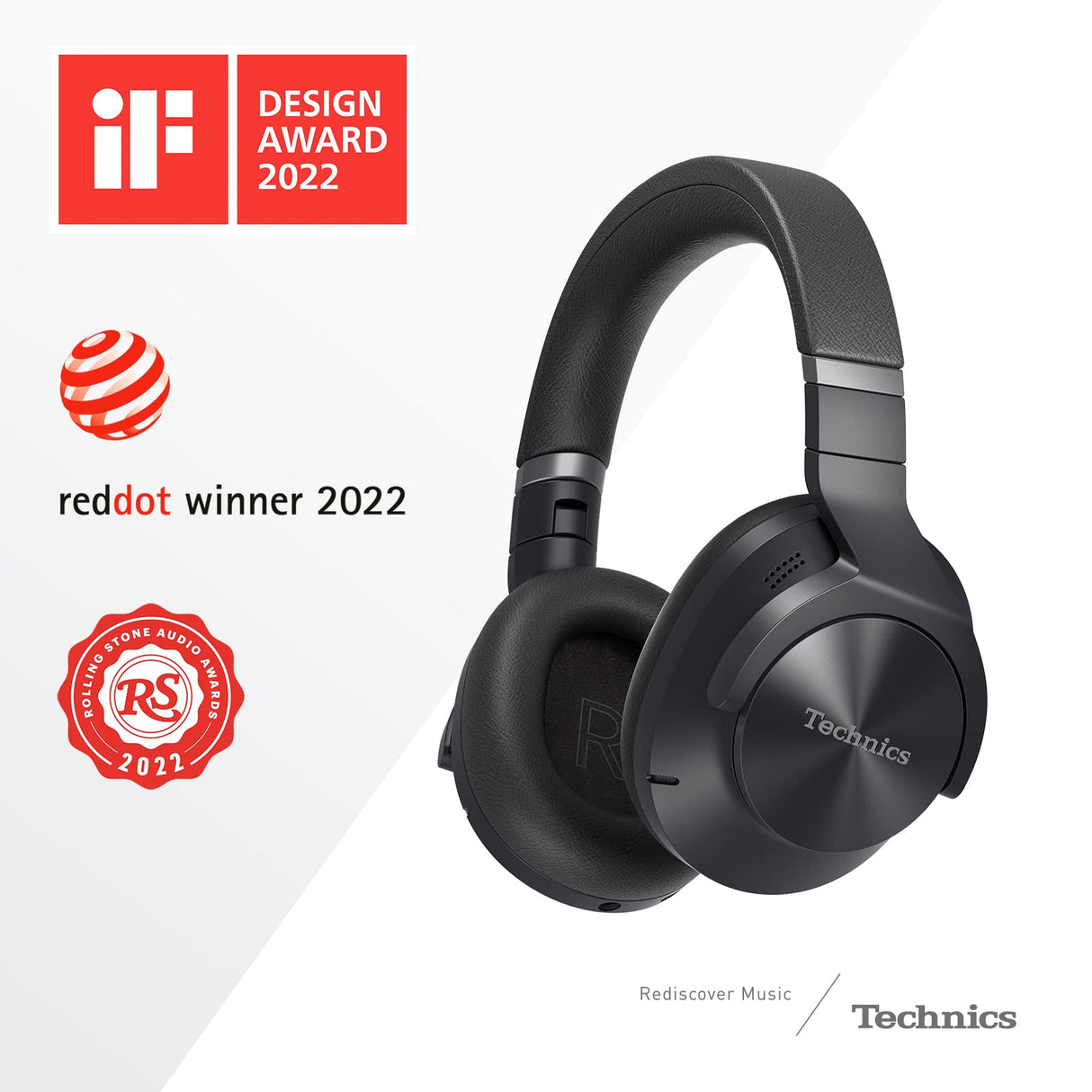 Technics EAH-A800E-K Auriculares Inalámbricos Bluetooth Over Ear, con Cancelación de Ruido y Micrófono, Hasta 50 Horas de Reproducción, Negro