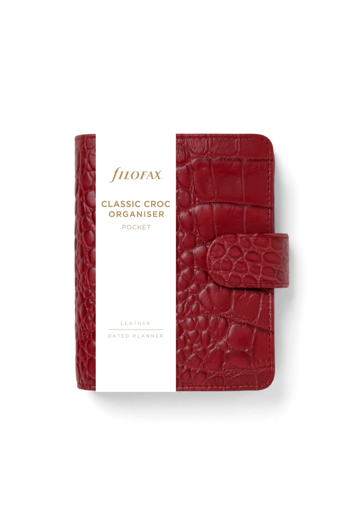 Filofax Pocket Classic - Organizador de cocodrilo, color cereza
