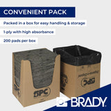 SPC® by Brady Almohadillas Absorbentes Universales – Pack de 200, 1 capa, Sellados y Perforados, 40 cm x 50 cm, Alta Absorción para Aceites, Agua, Disolventes y Refrigerantes