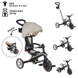 Trottinette enfant Globber Tricycle Explorer 4 en 1 Evolutif et Pliable Taupe
