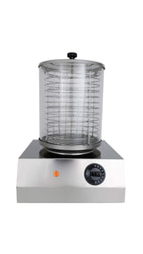 SARO CS-100 Máquina para perros calientes, cilindro de cristal, carcasa de acero inoxidable, control de temperatura 0-110 °C, compacto, 280 x 260 x 420 mm (A x L x H), 1 kW