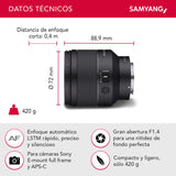 Samyang AF 50 mm F1,4 II FE para Sony E – Objetivo de enfoque automático estándar para cámaras de sistema sin espejo de Sony, sensores de formato completo y APS-C, adecuado para grabación de detalles