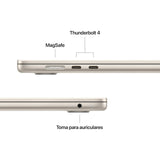 Apple 2025 MacBook Air de 15 Pulgadas con Chip M4: diseñado para Apple Intelligence, Pantalla Liquid Retina de 15,3 Pulgadas, 24 GB de Memoria unificada, 512 GB SSD, Teclado español; Blanco Estrella