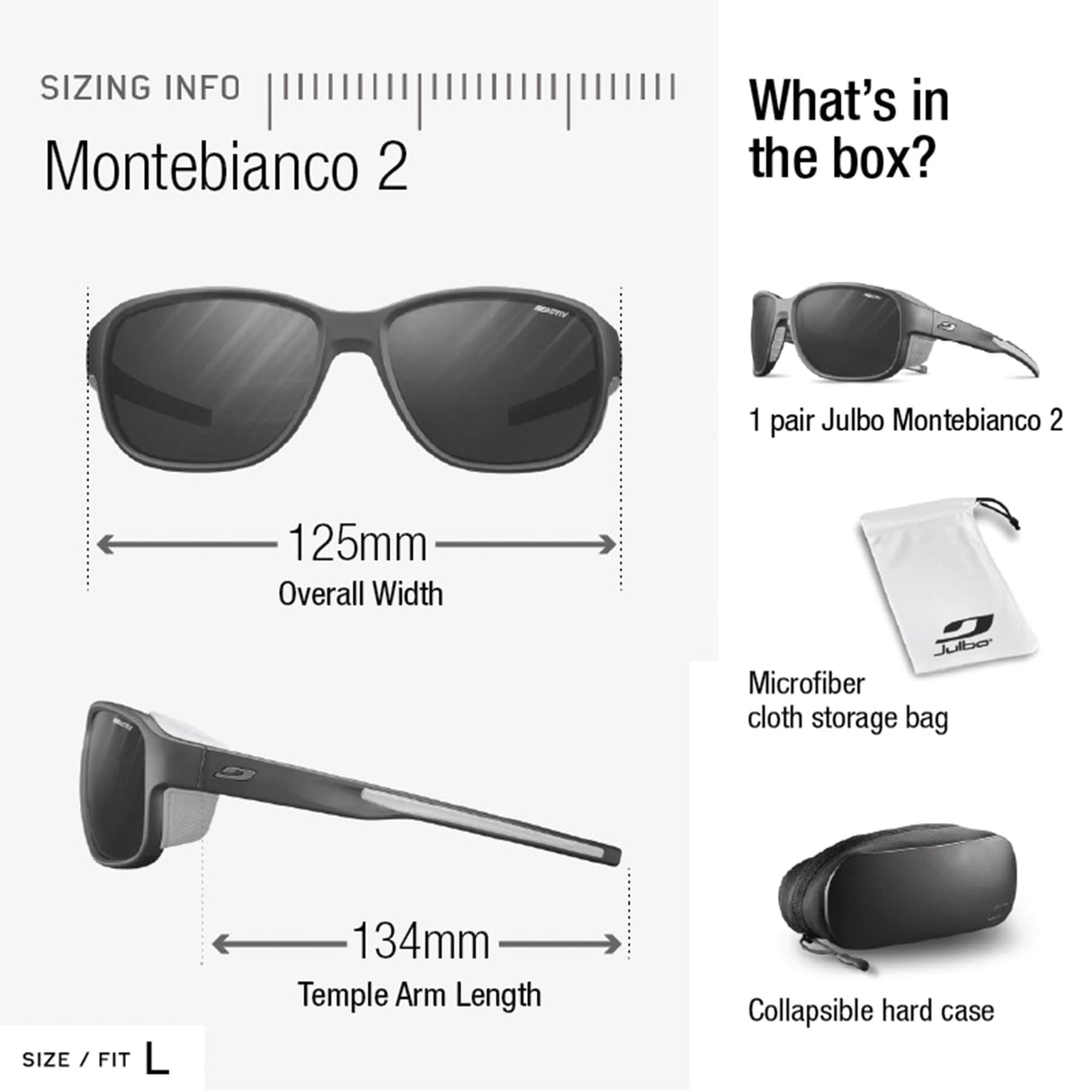 Julbo MONTEBIANCO 2 Gafas, para Hombres, Negro, Talla única