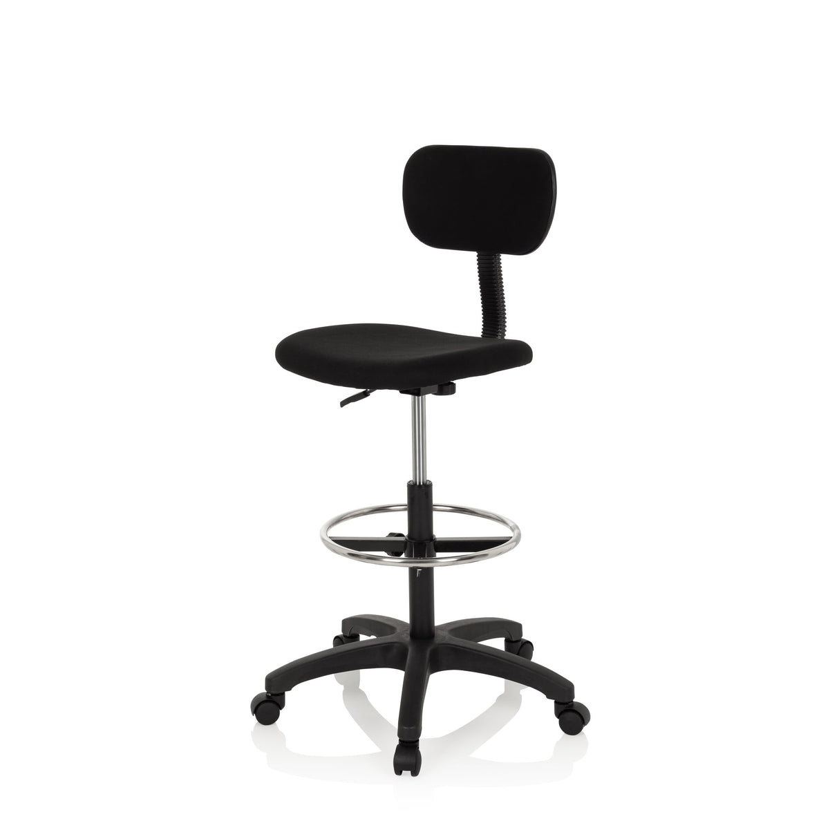 hjh OFFICE Silla de Trabajo Silla giratoria Top Work 05 Tela Alta con Respaldo reposapies Altura Ajustable Negro