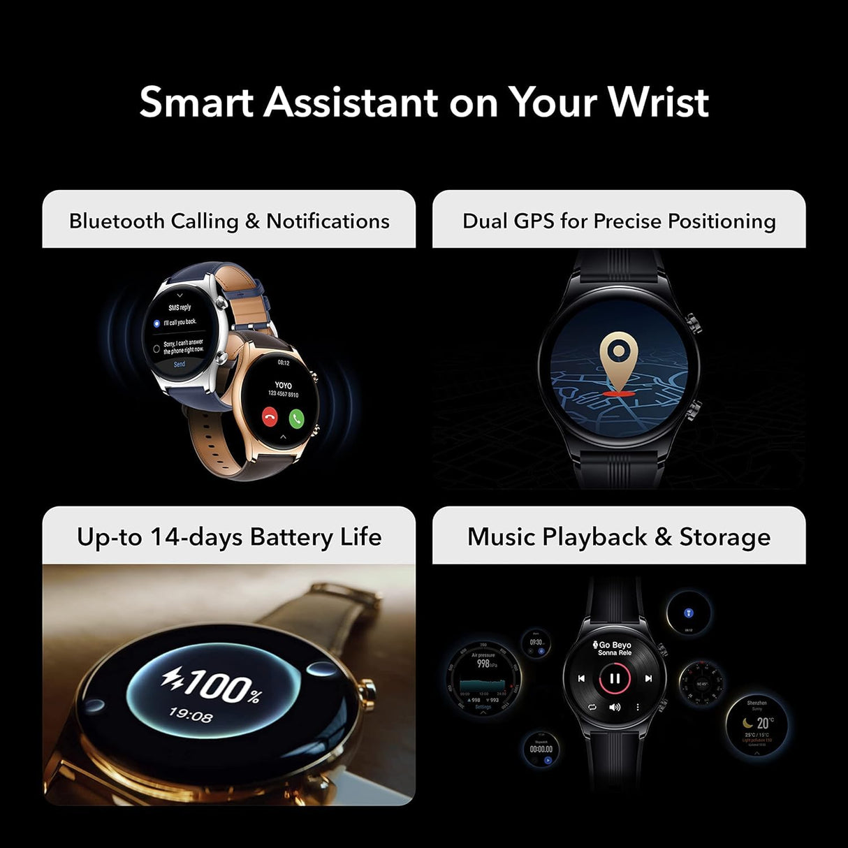 Honor Watch GS 3, Reloj Inteligente con Pantalla Táctil Amoled de 1,4 Pulgadas, Reloj de Fitness con Monitor de Frecuencia Cardíaca, Monitoreo del Sueño y del Oxígeno en Sangre para