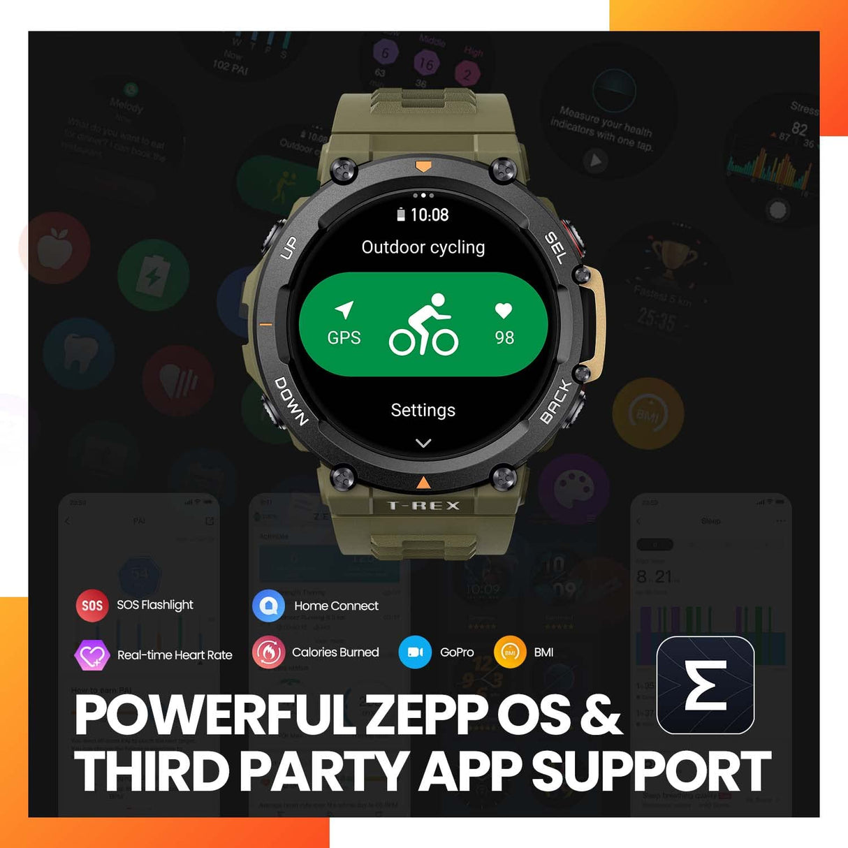Amazfit T-Rex 2 47mm SmartWatch Reloj Deportivo Premium Multideporte con GPS Navegación en Tiempo Real Ejercicio de Fuerza 150+ Modos Deportivos Frecuencia cardíaca Monitoreo SpO2