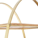 DRW Estanteria de Suelo de Metal con baldas de Madera en Dorado y Natural 91x36x180 cm