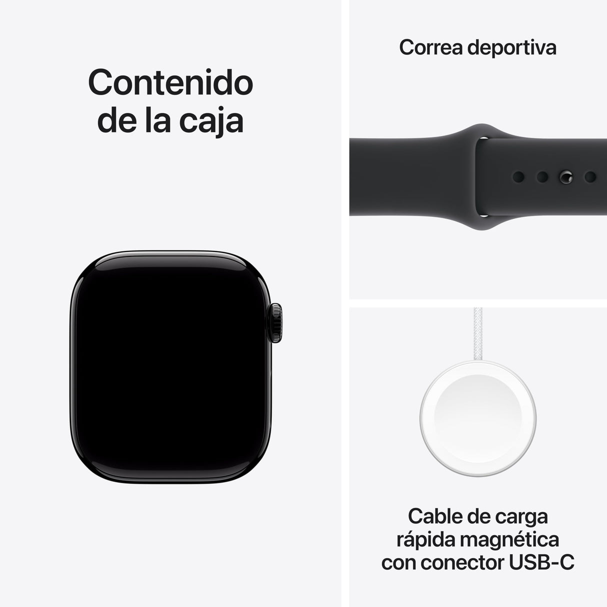 Apple Watch Series 11 GPS con caja de aluminio en negro azabache de 42 mm y correa deportiva negra-Talla S/M.Calidad del Sueño,monitores de entreno y salud,pantalla siempre activa, resistencia al agua