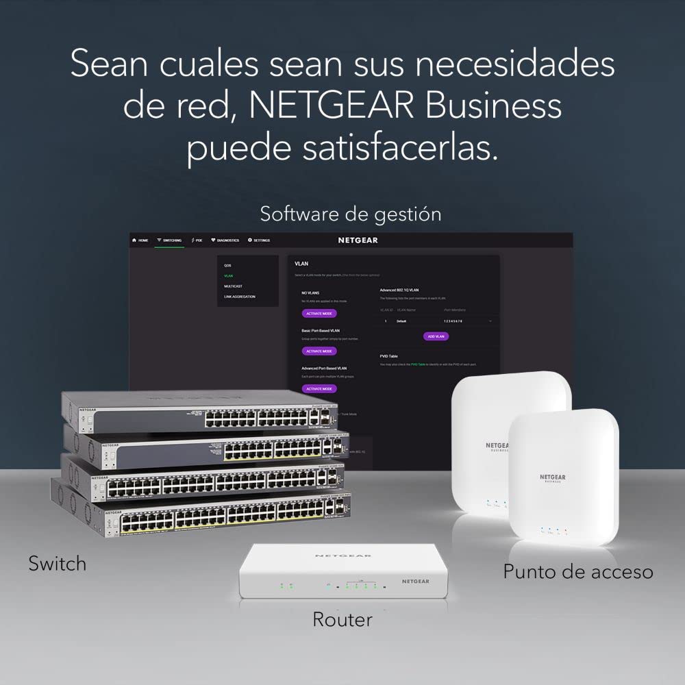 NETGEAR Conmutador de Red Gigabit de 48 Puertos (GS348) Conmutador Ethernet - De sobremesa o para Montaje en Bastidor, y protección Limitada de por Vida