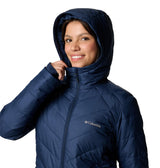 Columbia Chaqueta Larga y Acolchada con Capucha para Mujer, Heavenly
