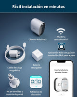 Arlo Pro 5 Camara de Vigilancia WiFi Exterior 2K, Camara Vigilancia WiFi Interior, Sensor de Movimiento, Alarmas para Casa, Visión Nocturna Color, Sirena, Prueba Secure Incluida, 1 Cámara, Blanca
