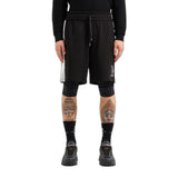 Armani Exchange Cotton French Terry Sweatshort with Stacked AX Logo Pantalones Cortos, Negro y Blanco Roto, L para Hombre