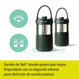 Pure Woodland Glow Altavoz Exterior con Lámpara LED (Bluetooth 5.3, Sonido de 360°, IPX6, portátil, batería de 14 Horas jardín y Camping) Verde
