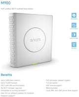 Snom M900 estación Base DECT Blanco M900, 1, 88-1, 9 GHz, 10 Canales, 300 m, Blanco, 140 x 35 x 144 mm, 306 g