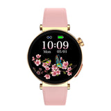 Knauermann Neo 2 (2025) – Oro Redondo – Reloj Sanitario smartwatch – ECG – Función HRV – BT Bluetooth – Apnea del sueño – Presión Arterial – Correa de Piel de Vacuno Rosa, Durchmesser: 40 mm,