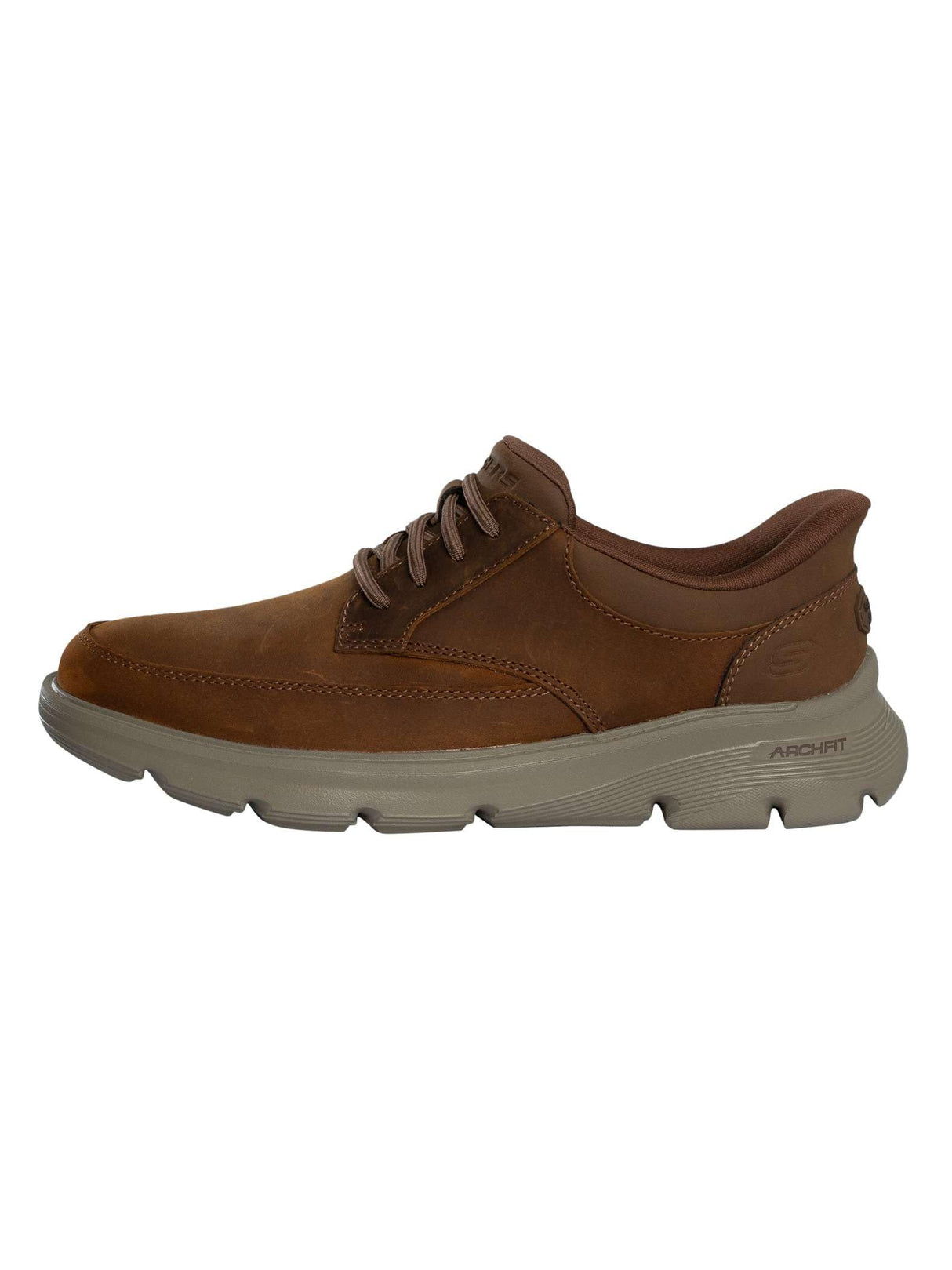 Skechers Arch Fit Garza Rowan, Zapatillas Hombre, Dark Brown Leather/Synthetic, 41.5 EU
