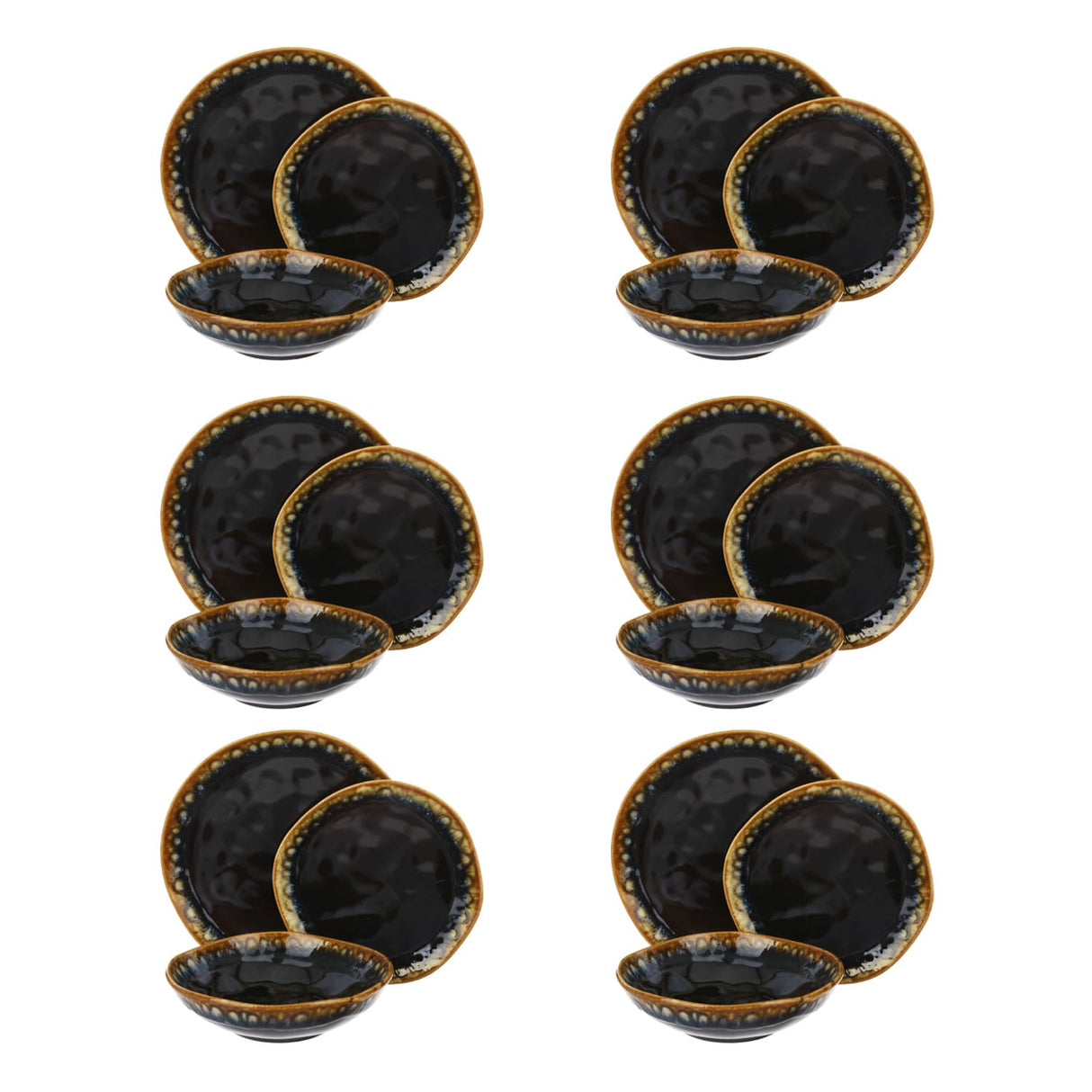 Servicio de 18 platos terracota negro oro Olympus