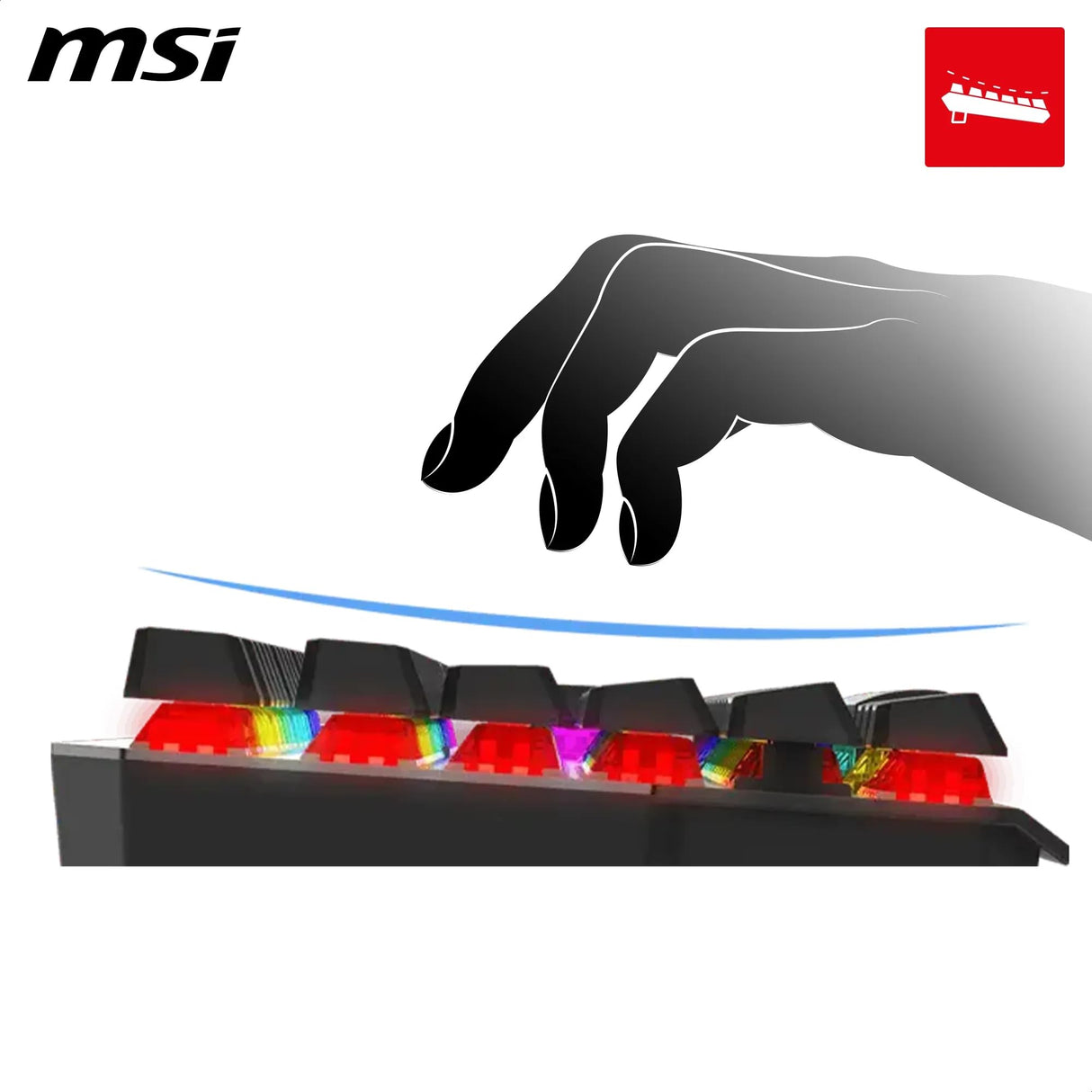 MSI Strike 600 Silent FR Teclado Gaming Silencioso - Interruptores táctiles Kailh Midnight Pro Silent, Teclas ergonómicas, Base Antideslizante, RGB Mystic Light por Tecla, USB 2.0 - Tamaño Completo