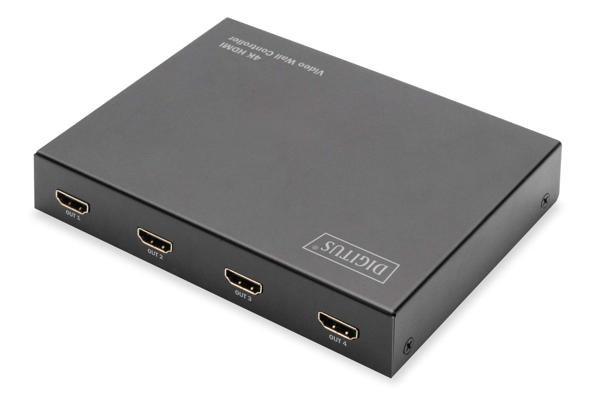 DIGITUS DS-43309 Procesador para Pared de vídeo 2x2 & Divisor HDMI - UHD 4K/60 Hz HDTV: 3840 x 2160p - Salida: 4X Full HD 60 Hz 1920 x 1080p - Display-Modi: 2x2, 1x2, 2x1, 1x3, 3x1, 1x4, 4x1