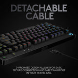 Logitech G PRO TKL Teclado Gaming Mecánico sin teclado numérico, Teclas GX-Clicky Azules, RGB LIGHTSYNC, Diseño portátil para esports, Cable Micro USB Desmontable, Disposición QWERTY US - Negro