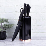 6 piezas. BERLINGER HAUS BH-2422 - Juego de cuchillos de cocina con soporte, color negro y rosa