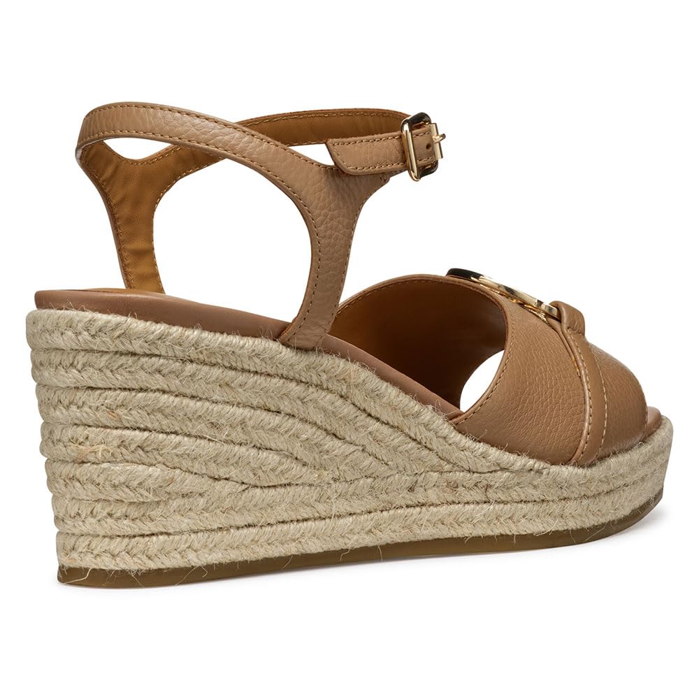 Geox D PANAREA B, Sandalia de cuña Mujer, Beige, 36.5 EU