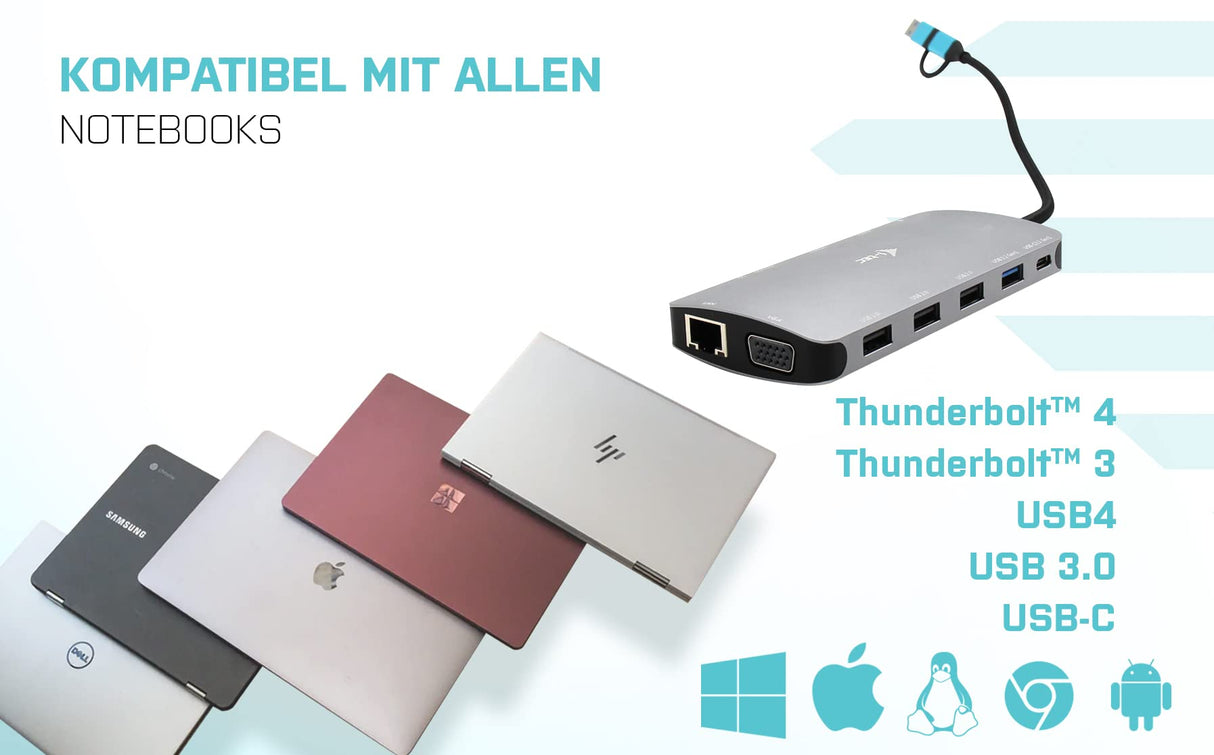 Hub USB i-Tec CANANOTDOCKPD Plateado