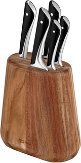 Tefal Jamie Oliver – Bloque de 5 Cuchillos: Chef 20 cm, Santoku 16,5 cm, Pan 20 cm, Universal 12 cm, Pelador 9 cm | Acero Inoxidable, Endurecidos con Hielo -120°C, Preciso, Mango Robusto, Duradero