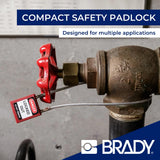 Brady Candado de Cable Compacto Paquete de 6 - Bloqueo de Seguridad Lockout Tagout - Candado de Seguridad - Llaves Diferentes - 32mm x 35mm x 16mm - Longitud del Cable 200mm, Rojo