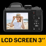 KODAK Pack Digital Bridge Pixpro Astro Zoom AZ425 + Tarjeta SDHC de 32 GB – Cámara de 20 MP, Zoom Optico de 42x, Gran Angular, Pantalla LCD de 3", Video Full HD 1080p, Batería de Litio-Ion – Negro