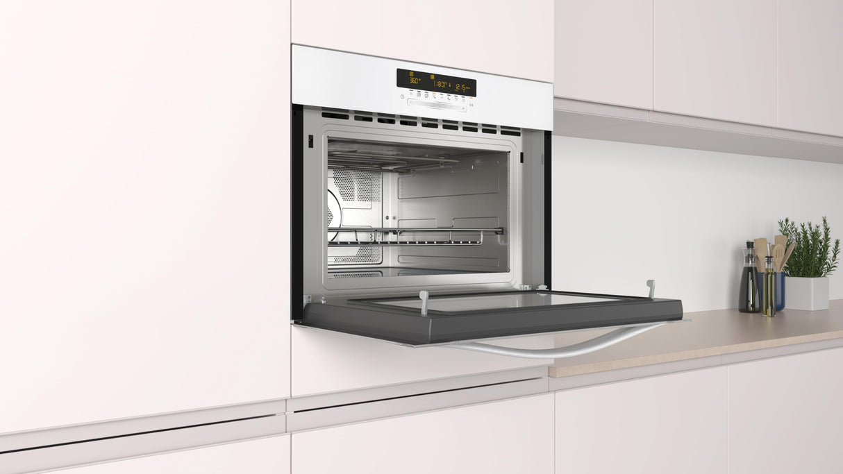 Balay - Horno compacto con microondas, 60 x 45 cm, 15 recetas automáticas, Cristal blanco, 3CW5179B2