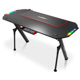 DRIFT GAMING DRDZ175RGB - Mesa Gaming con Tablero con Acabado en Fibra de Carbono, Soporte para Bebidas y Auriculares, Laterales RGB reactivos al Sonido, Alfombrilla 80 x 30 cm, Color Negro