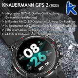 Knauermann GPS 2 (2023) Reloj Deportivo Negro - Pantalla AMOLED - Puls, oxígeno en Sangre, recepción GPS/Galileo - BT Bluetooth - Correa de Silicona Negra, 14-26, Normal, Moderno, Normal, Moderno