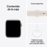 Apple Watch SE 3 GPS+Cellular caja de aluminio blanco estrella de 40 mm y correa deportiva blanco estrella-Talla S/M.Monitores de entreno y sueño,monitor de frecuencia cardiaca,pantalla siempre activa