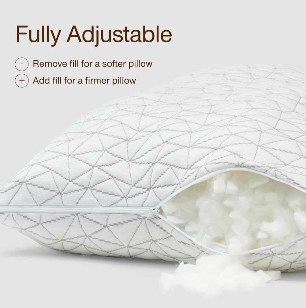 Coop Home Goods Almohada Corporal de Espuma viscoelástica triturada de 20 x 54 Pulgadas con Funda de Mezcla de poliéster y rayón de Viscosa derivada de bambú