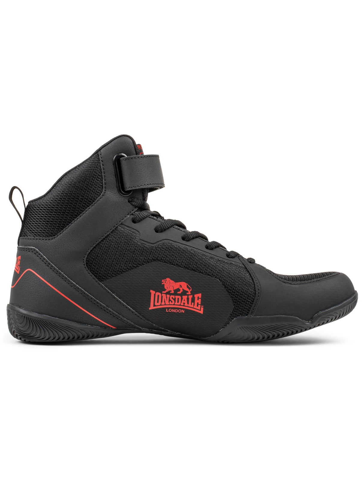 Lonsdale Rufford, Zapatillas de Boxe Unisex Adulto, Negro Rojo, 40 EU