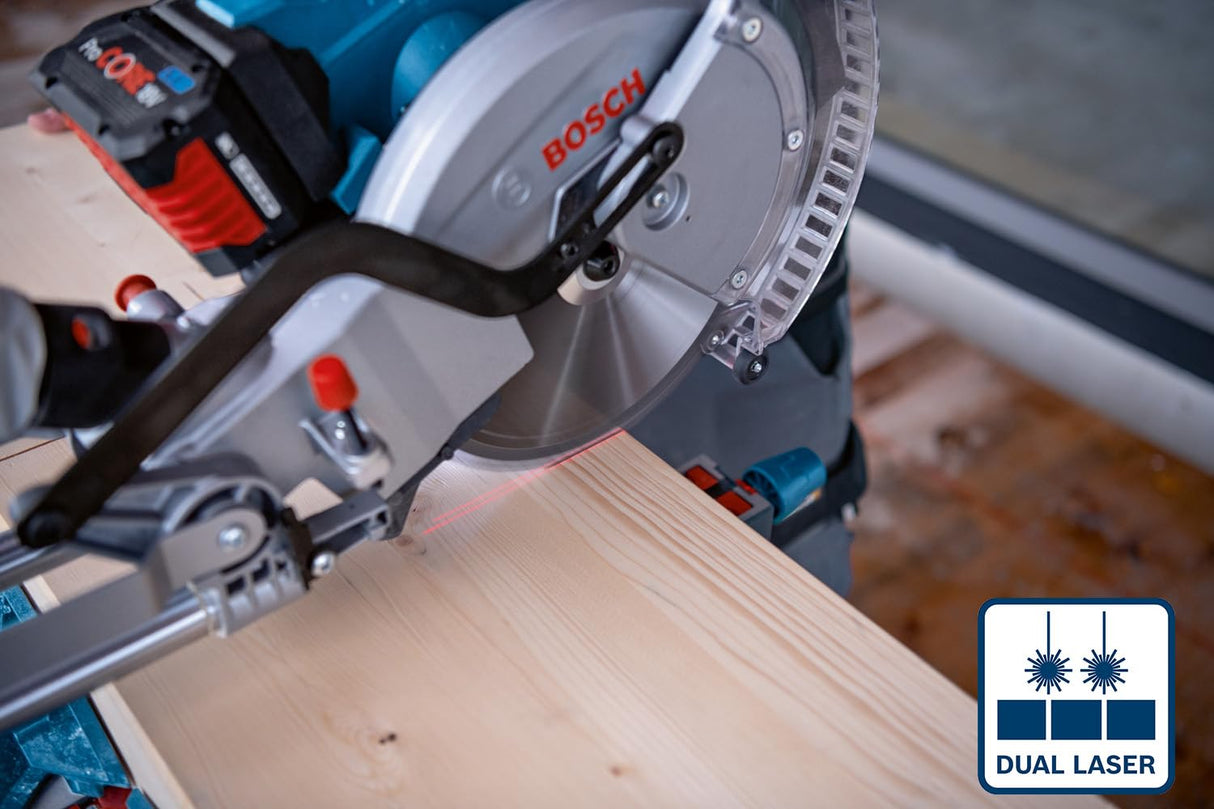 Bosch Professional BITURBO GCM 18V-254 D - Ingletadora telescópica a batería (Brushless, 18V, Ø 254 mm, Dual láser, cortes hasta 90 x 305 mm, sin batería)