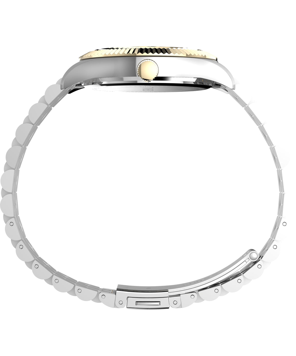 Timex Trend Reloj para Mujer, Pulsera de Acero Inoxidable Bicolor, Esfera Negra, Caja Dorada, 36 mm, TW2Y27900