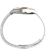 Timex Trend Reloj para Mujer, Pulsera de Acero Inoxidable Bicolor, Esfera Negra, Caja Dorada, 36 mm, TW2Y27900