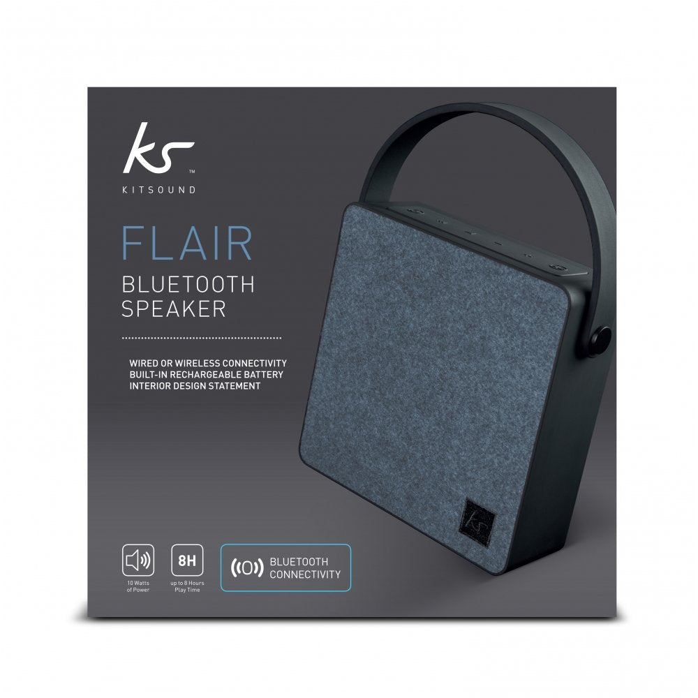 KitSound Flair - Altavoz portátil Universal Recargable con Bluetooth y Cable Auxiliar de 3,5 mm Azul