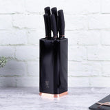 6 piezas. BERLINGER HAUS BH-2422 - Juego de cuchillos de cocina con soporte, color negro y rosa