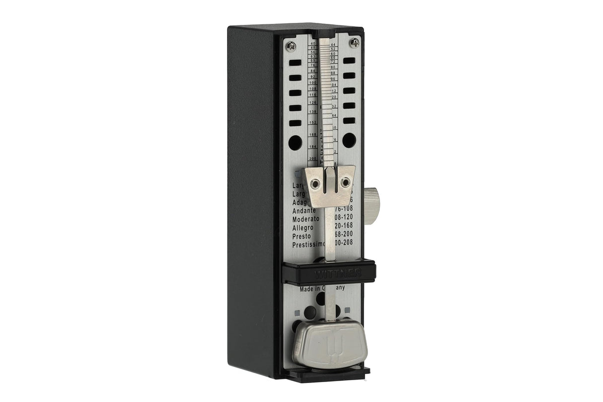 Wittner Metrónomo Taktell Super-Mini Serie 880 - Carcasa de plástico - Sin campana - Negro - Mecánico con cuerda - No se requieren baterías - Hecho en Alemania