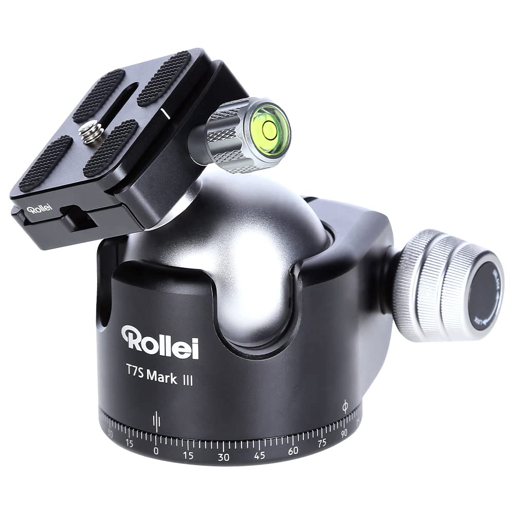 Rollei T7S Markt II - Trípode Profesional de 360 Grados con fricción, Capacidad de Carga de 26 kg, Escala para Tomas panorámicas y 2 Niveles de Burbuja, Incluye Placa de liberación rápida Compatible
