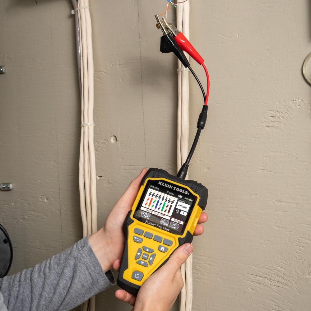Klein Tools VDV501-770 - Juego de comprobador de cables, Scout Pro Max Ethernet, coaxial/video, teléfono, (RJ11/RJ12/RJ45) cables de conector F, controles remotos de prueba y mapa