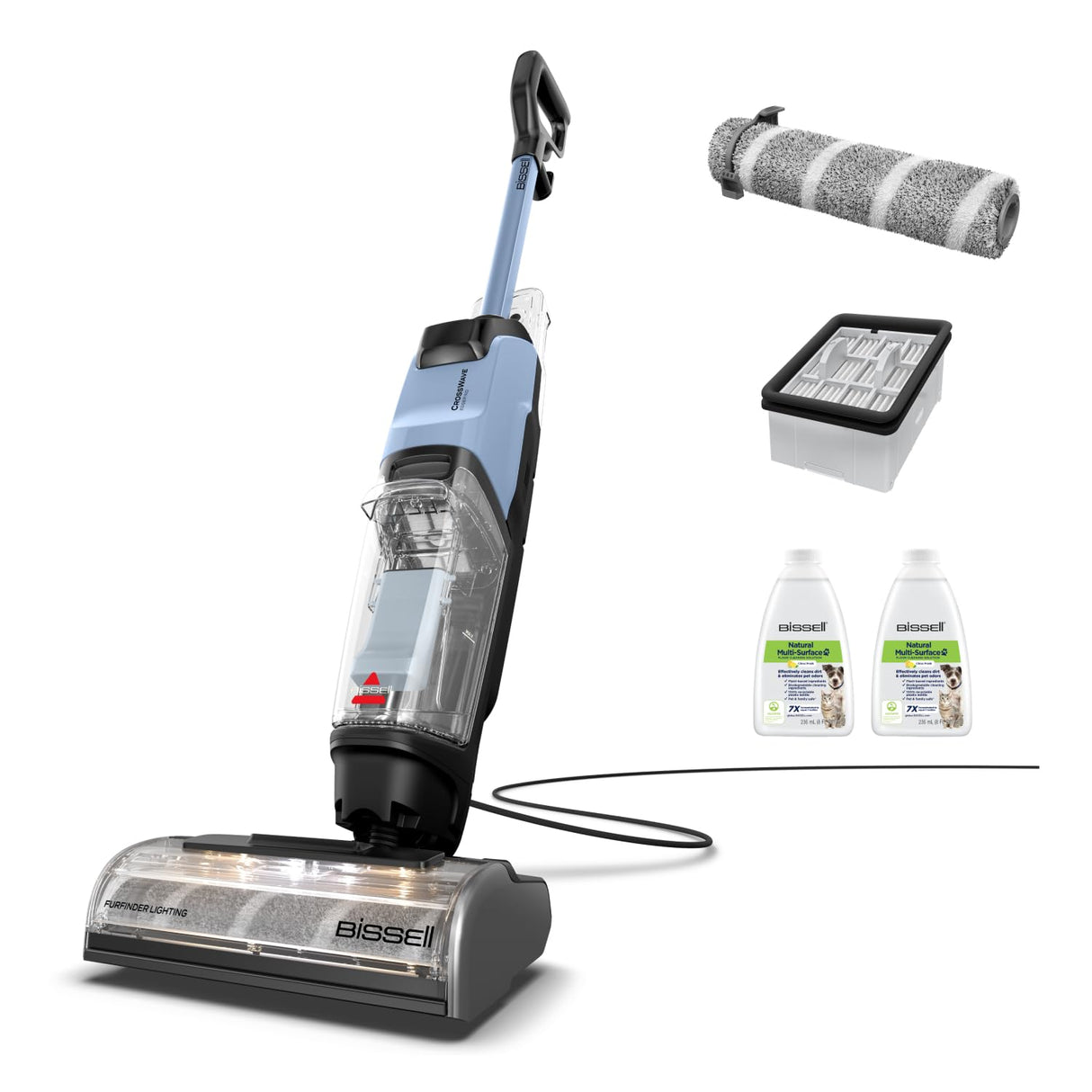 BISSELL CrossWave EdgeFind, aspirador de mano en seco y húmedo, limpieza potente de suciedad de mascotas, aspiradora en húmedo con tecnología ZeroGap, aspiradora para fregar, multisuperficie, 4159N