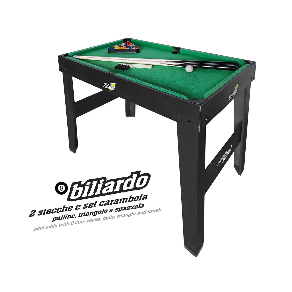 Sport1 Supertable Mini. Futsal multijuego 5 en 1. Futbolín Medidas 97,5 x 48 x 69 cm. Boletín Multiusos: 3 vs 3, Tenis de Mesa, Hockey, Billar, Curling. Incluye Accesorios.