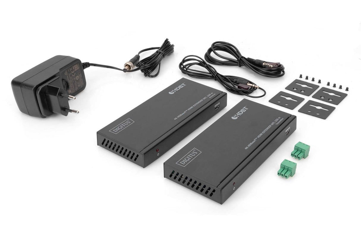 DIGITUS DS-55508 Extensor HDMI (HDBaseT) - UHD 4K/60 Hz - 120 m mediante cable LAN (HDBaseT 100 m) - Set: Emisor y Receptor - Loop-Out, IR Infrarrojos, Audio, RS232 - HDCP 2.2/1.4 & HDBaseT 1.0