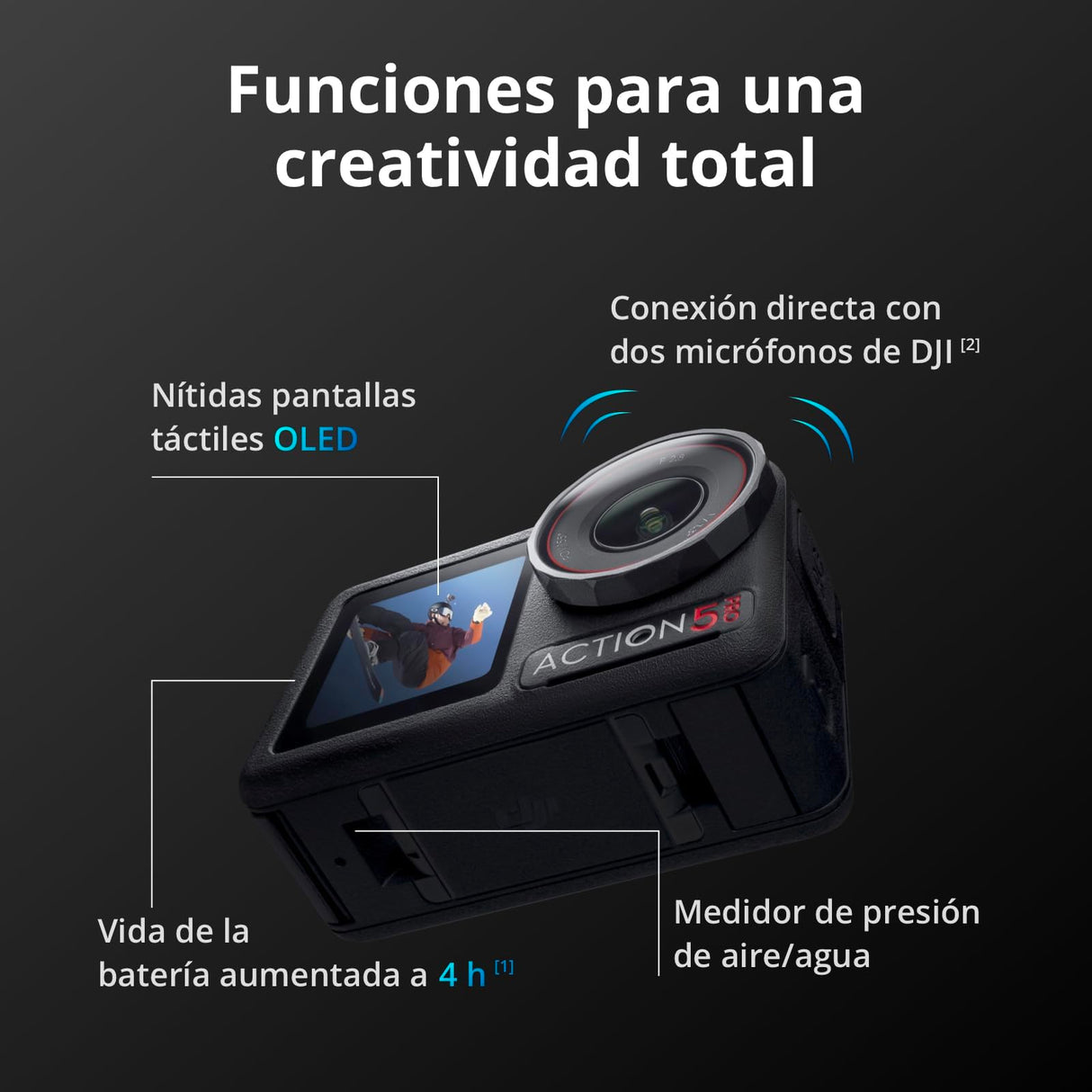 DJI Osmo Action 5 Pro Combo con 58 accesorios, cámara impermeable con sensor de 1/1,3 pulgadas, 4K/120 fps, seguimiento de patrón, estabilización, pantalla táctil OLED dual, cámara de acción 4K, ideal